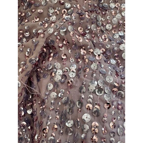 NEW MAC DUGGAL Purple Sequined Empire Waist Midi Prom Dress Size 14 - Picture 6 of 9